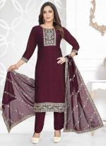 Vichitra  Wine Festival Wear Embroidery Work Readymade Suit